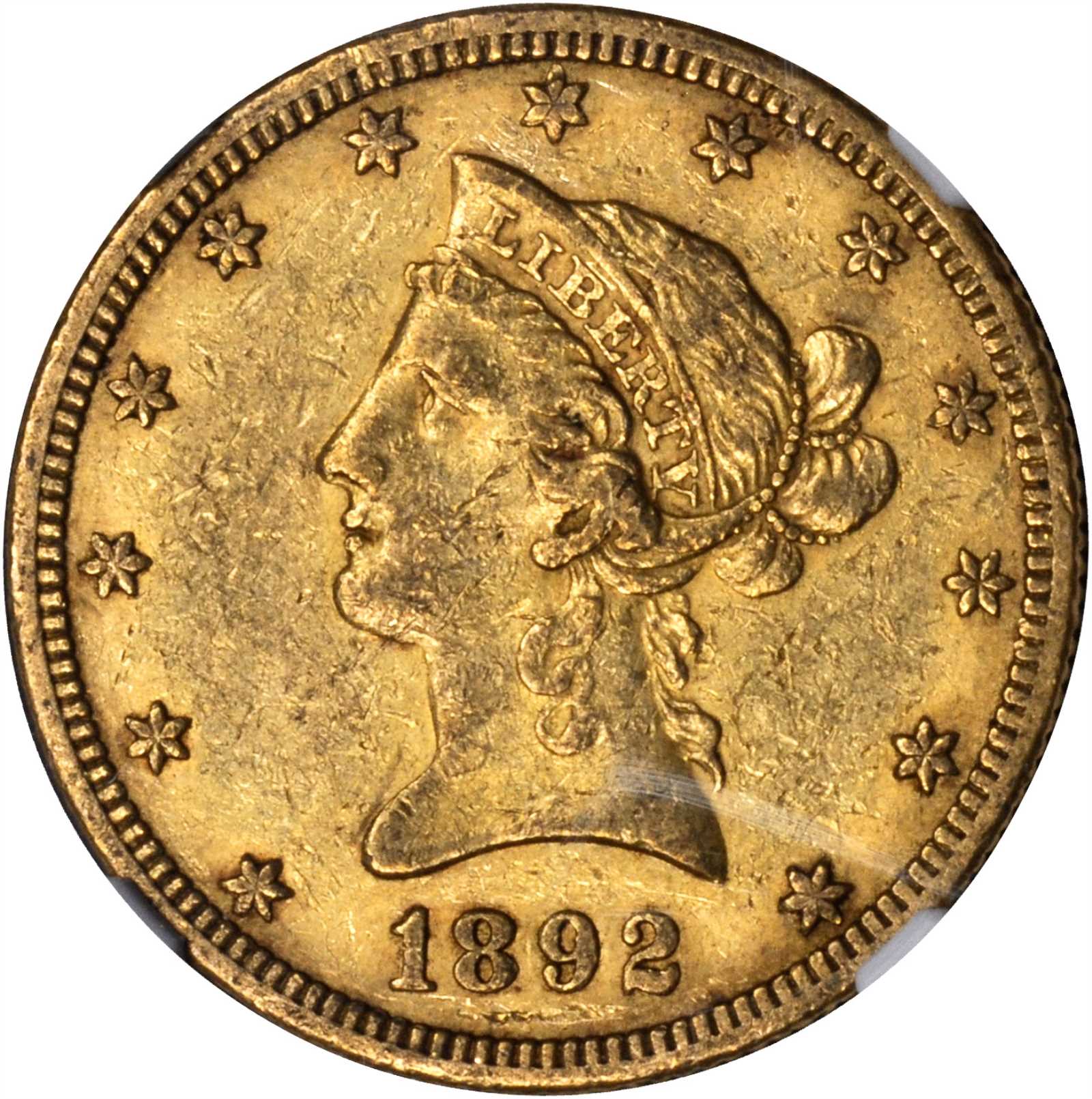 1892-O Liberty Head Eagle. AU-53 (NGC).