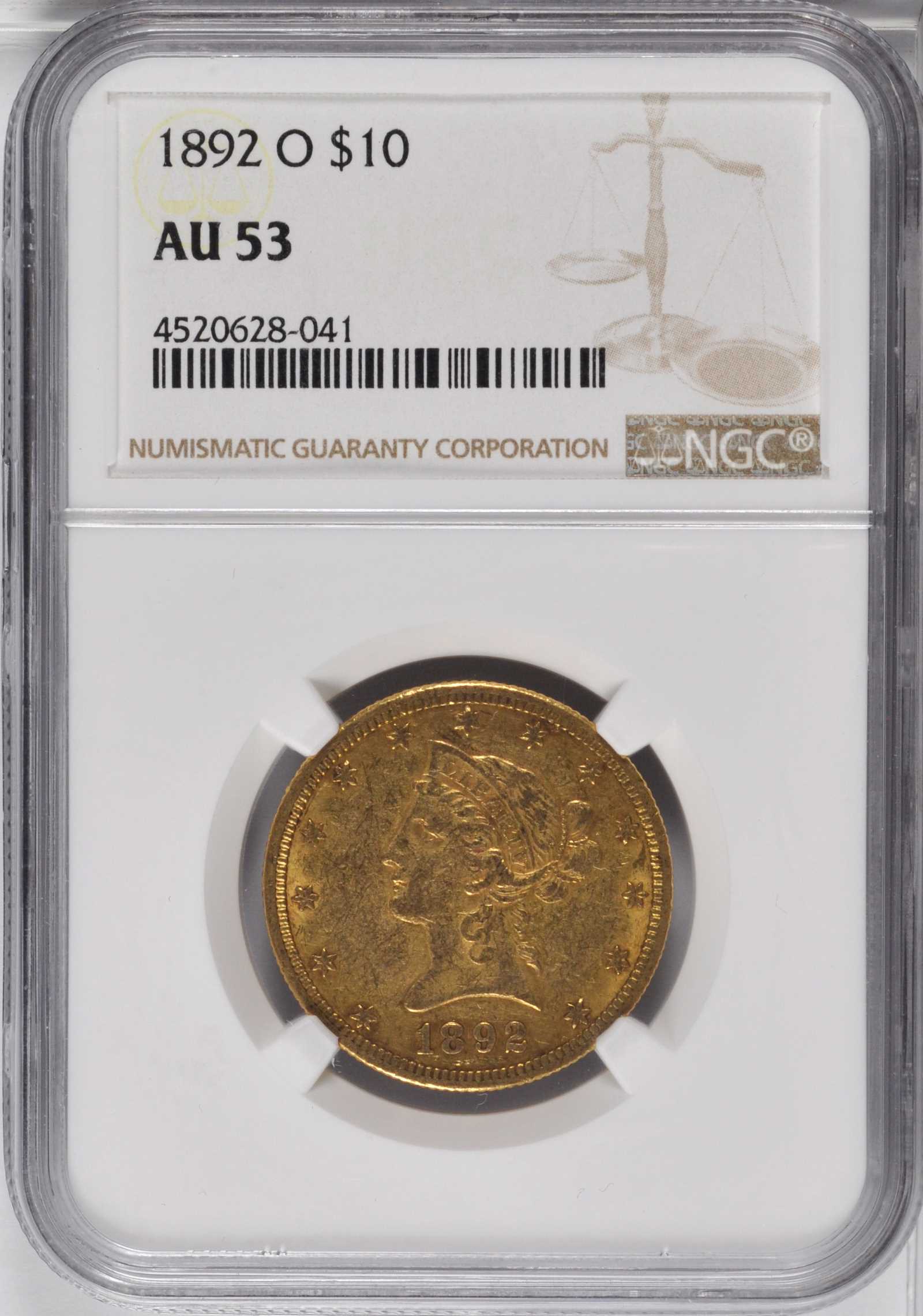 1892-O $10 AU50 thumbnail 8