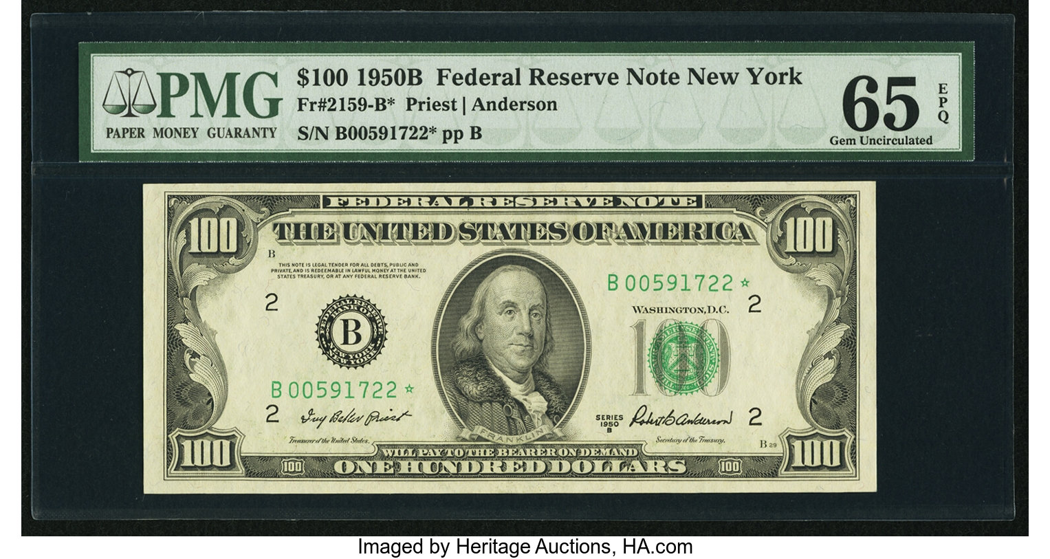 image for: Fr. 2159-B* $100 1950B Federal Reserve Note. PMG Gem Uncirculated 65 EPQ....
