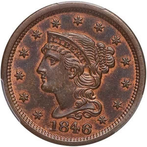 image for: 1C 1846 SMALL DATE. PCGS MS64 RB CAC