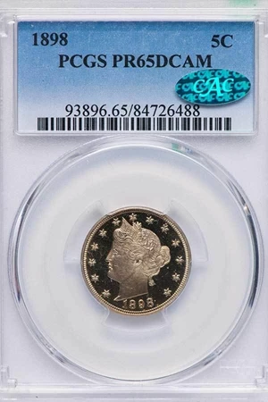 image for: 5C 1898 PCGS PR65 DCAM CAC