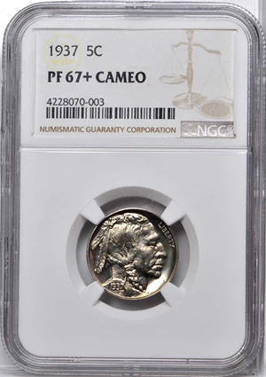 image for: 1937 Buffalo Nickel. Proof-67+ Cameo (NGC).