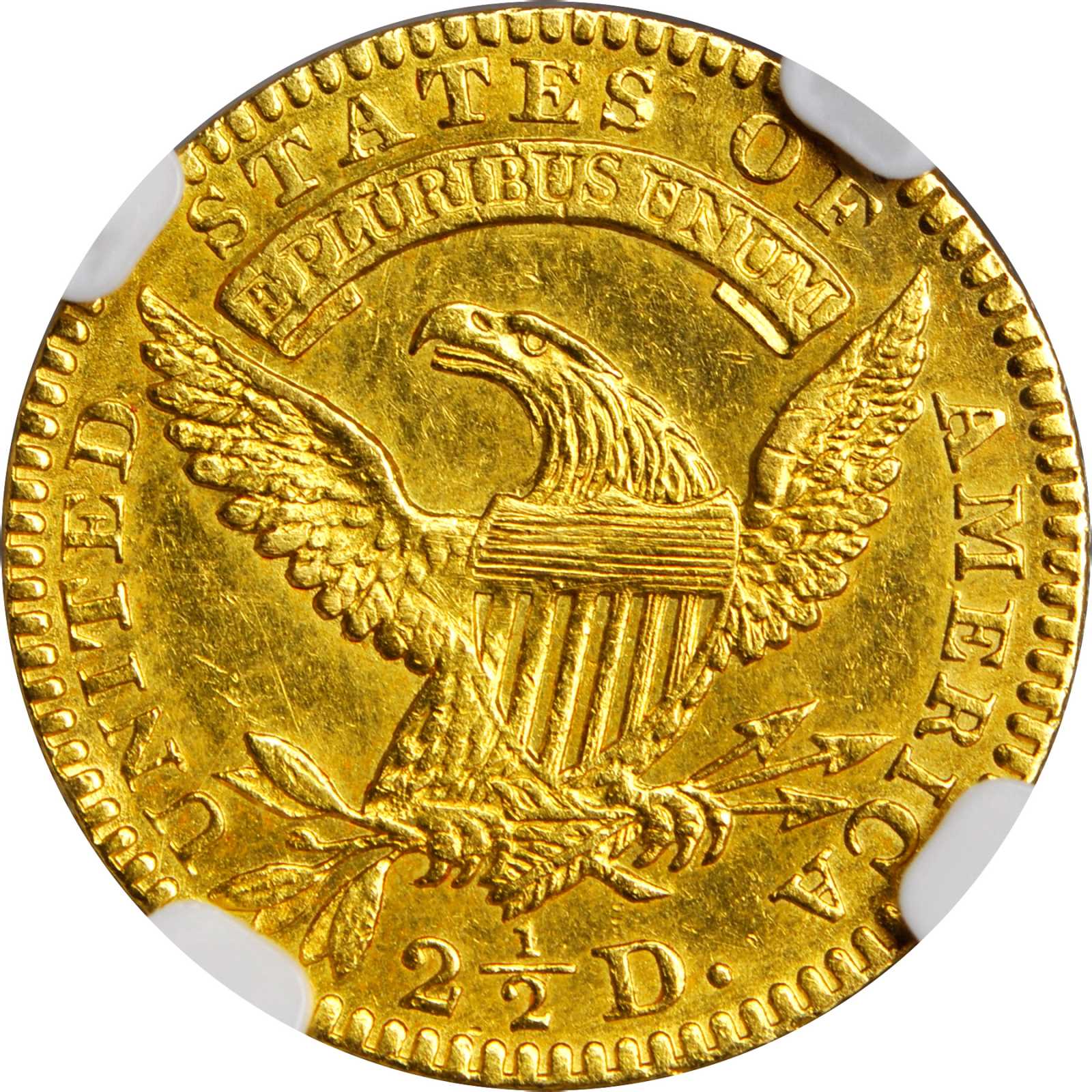 image for: 1827 Capped Head Left Quarter Eagle. BD-1, the only known dies. Rarity-5. AU-58 (NGC).