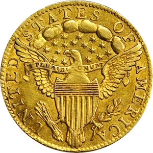 image for: 1796 Capped Bust Right Quarter Eagle. No Stars on Obverse. BD-2. Rarity-4. AU-53 (PCGS). Secure Holder.