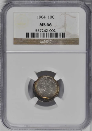 image for: 1904 Barber Dime. MS-66 (NGC).