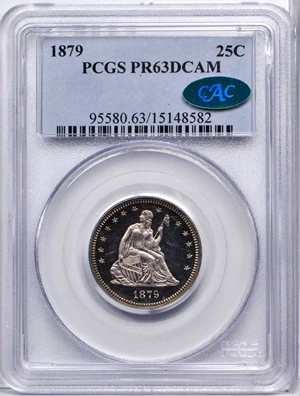 image for: 1879 Liberty Seated Quarter. Proof-63 Deep Cameo (PCGS). CAC.