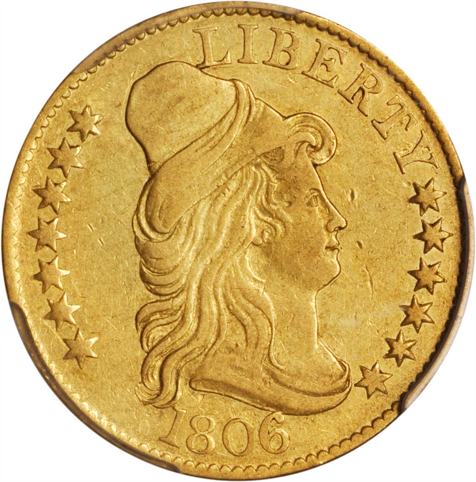 1806 Capped Bust Right Half Eagle. BD-6. Rarity-2. Round-Top 6, Stars 7x6. EF-40 (PCGS).