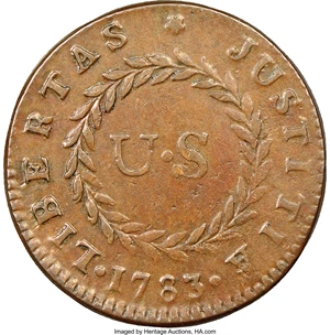 image for: 1783 C NOVA Nova Constellatio Copper, Pointed Rays, Large US, Crosby 1-A, W-1860, R.4, AU50 NGC. ...