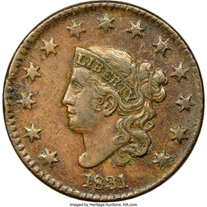 image for: 1831 1C Medium Letters, N-3, R.1, XF40 NGC. ...
