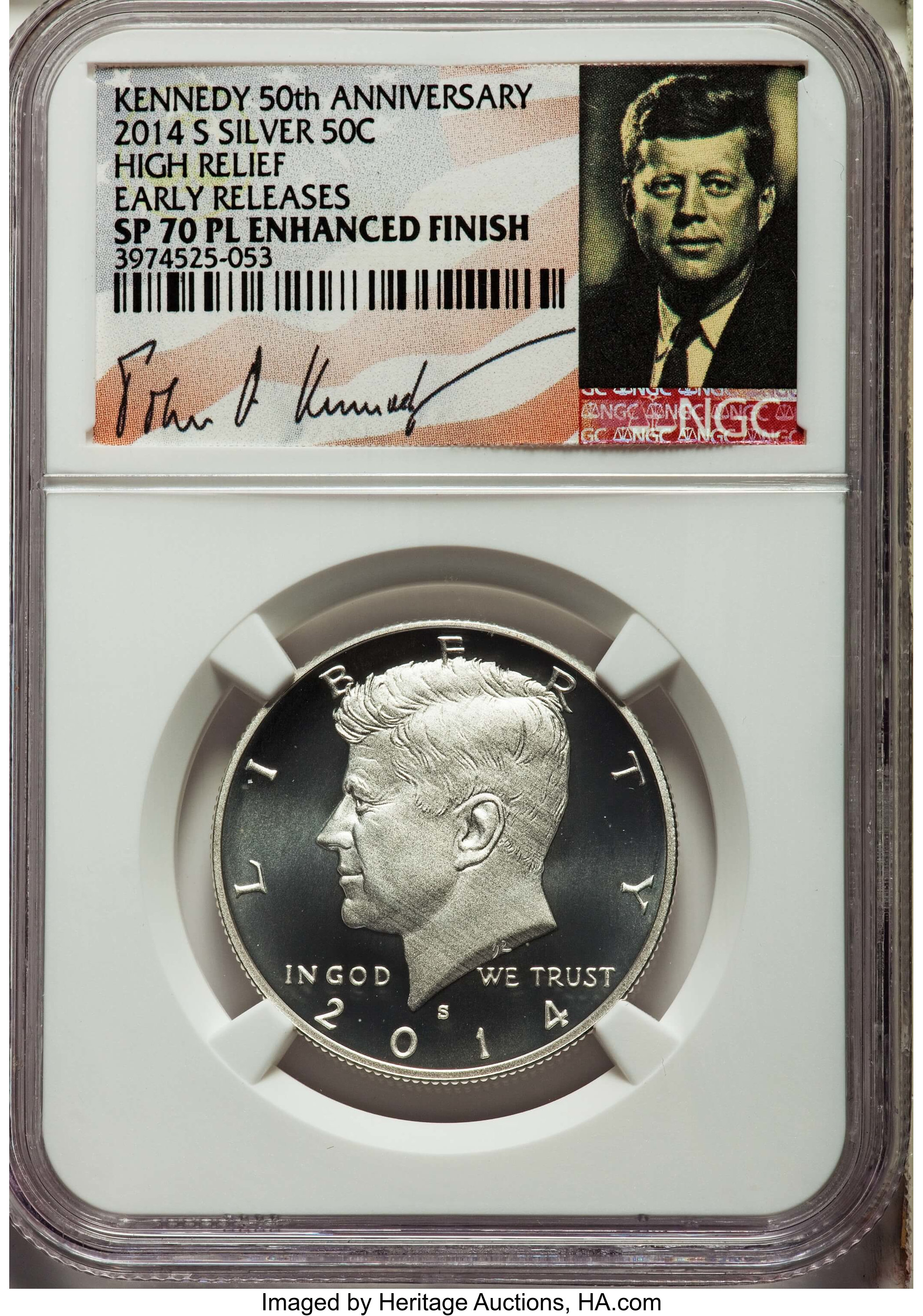 image for: 2014-P 50C High Relief Kennedy 50th Anniversary, Early Releases, Clad SP68 NGC. This lot will include the following coins: ... (Total: 4 coins)