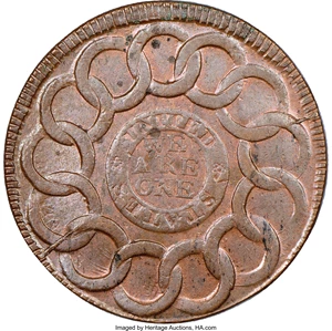 image for: 1787 FUGIO Fugio Cent, UNITED Above, Newman 11-A, W-6780, R.6, MS64 Brown NGC. ...