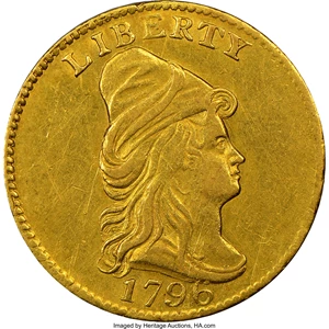 image for: 1796 $2 1/2 No Stars on Obverse, BD-2, R.4, AU55 NGC....