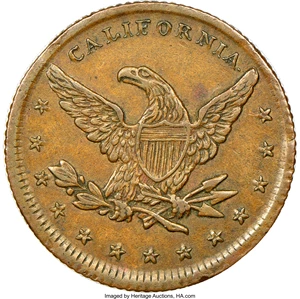image for: 1849 $10 Miners Bank Ten Dollar Copper Pattern, Kagin-1, R.8, AU50 NGC. ...