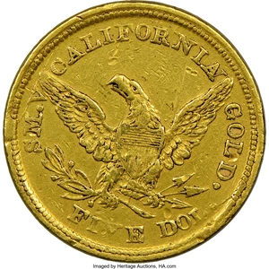 image for: 1850 $5 Baldwin Five Dollar AU53 NGC. K-2, R.5....