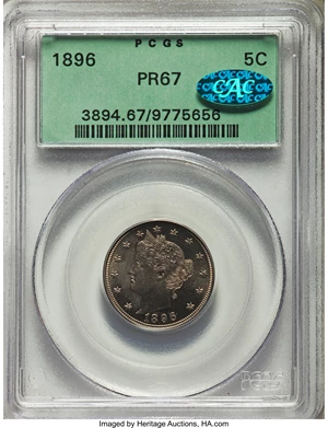 image for: 1896 5C PR67 PCGS. CAC....