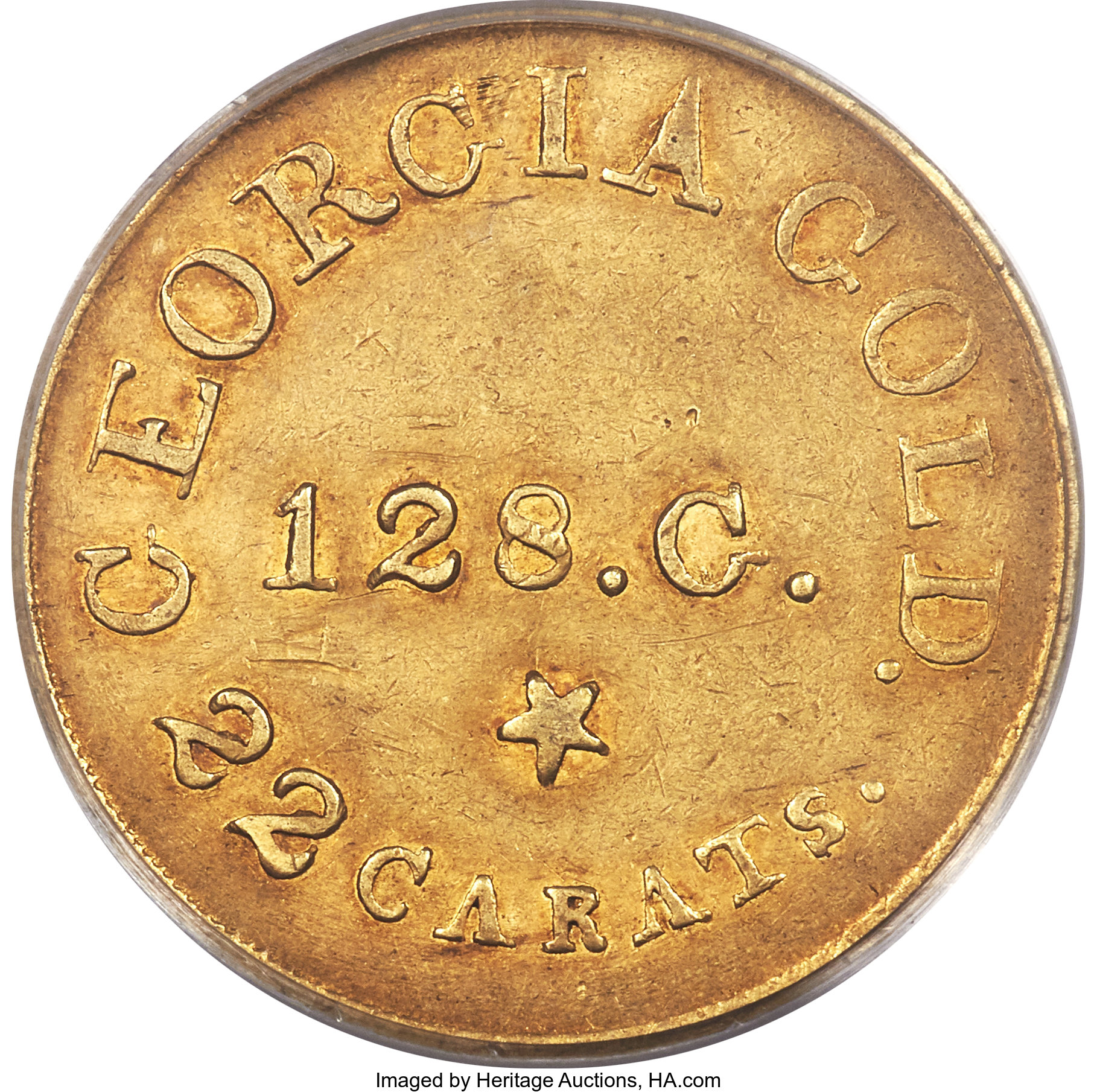 image for: (1837-1842) $5 C. Bechtler Five Dollar, RUTHERF, 128 G., 22 C., AU50 PCGS. K-23, R.5....