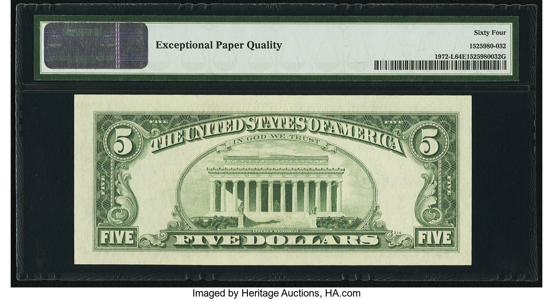 image for: Fr. 1972-L $5 1969C Federal Reserve Note. PMG Choice Uncirculated 64 EPQ....