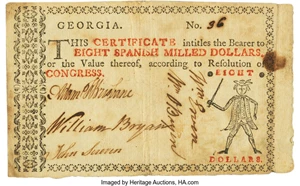 image for: Georgia (1776) Undated $8 Fr. GA-82. PCGS Very Fine 30 Apparent....