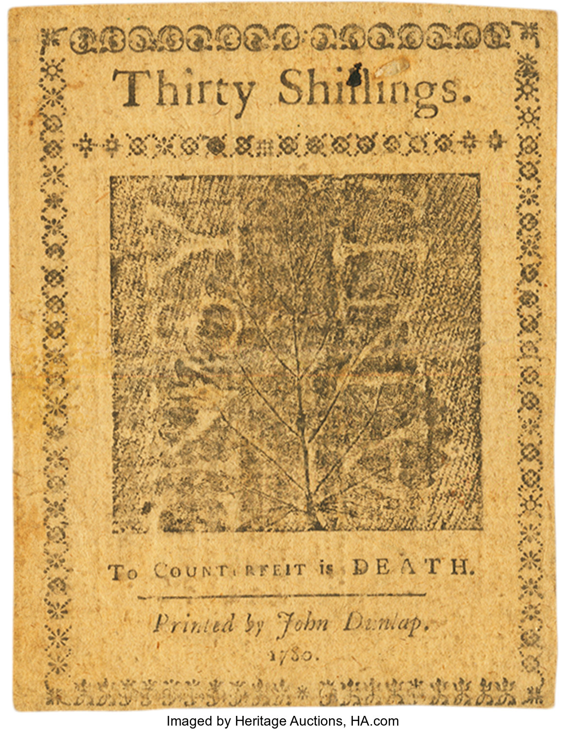 image for: Pennsylvania April 29, 1780 30 Shillings Fr. PA-229. PCGS Extremely Fine 45 Apparent....