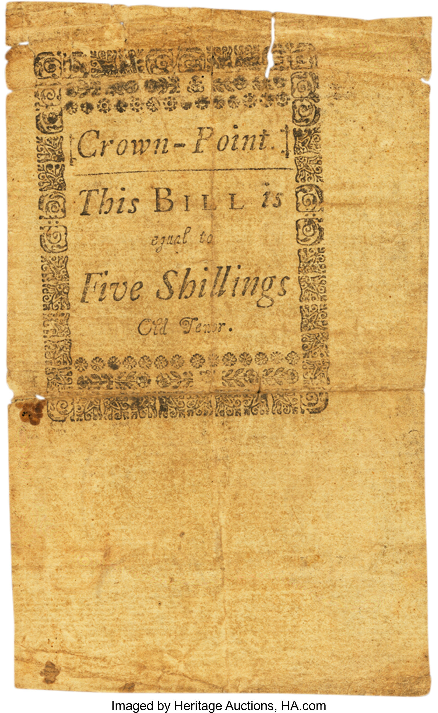 image for: Rhode Island March 18, 1750/51 Redated 1755 1 Dwt. 13.5 Gr. (5 Shillings Old Tenor) Fr. RI-60b. PCGS Very Fine 25 Apparent....