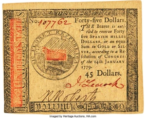 image for: Continental Currency January 14, 1779 $45 Fr. CC-96. PCGS Choice New 63PPQ....
