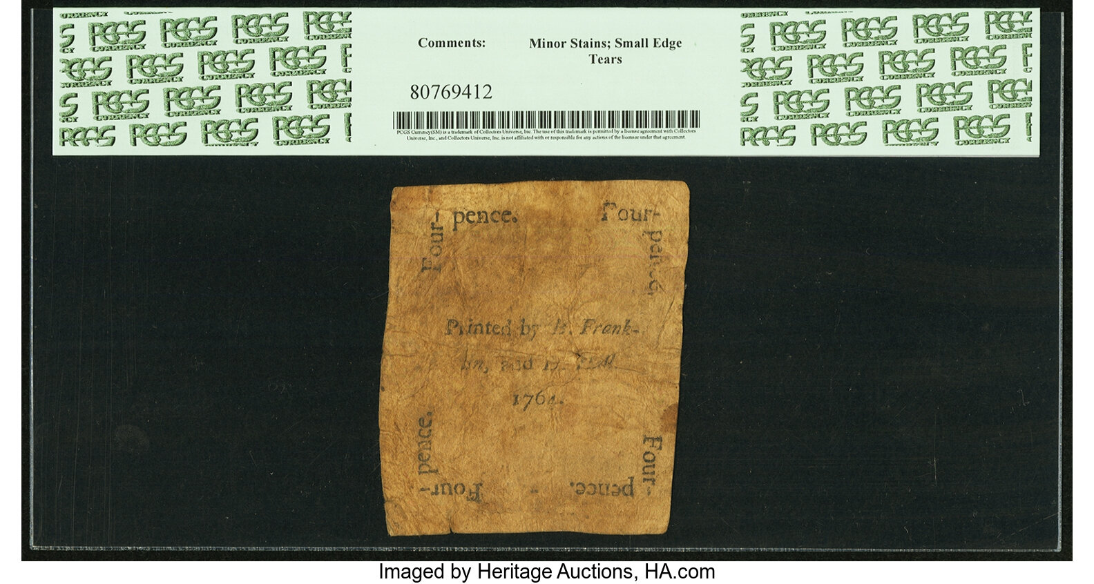 image for: Pennsylvania June 18, 1764 4 Pence Fr. PA-116. PCGS Fine 15 Apparent....