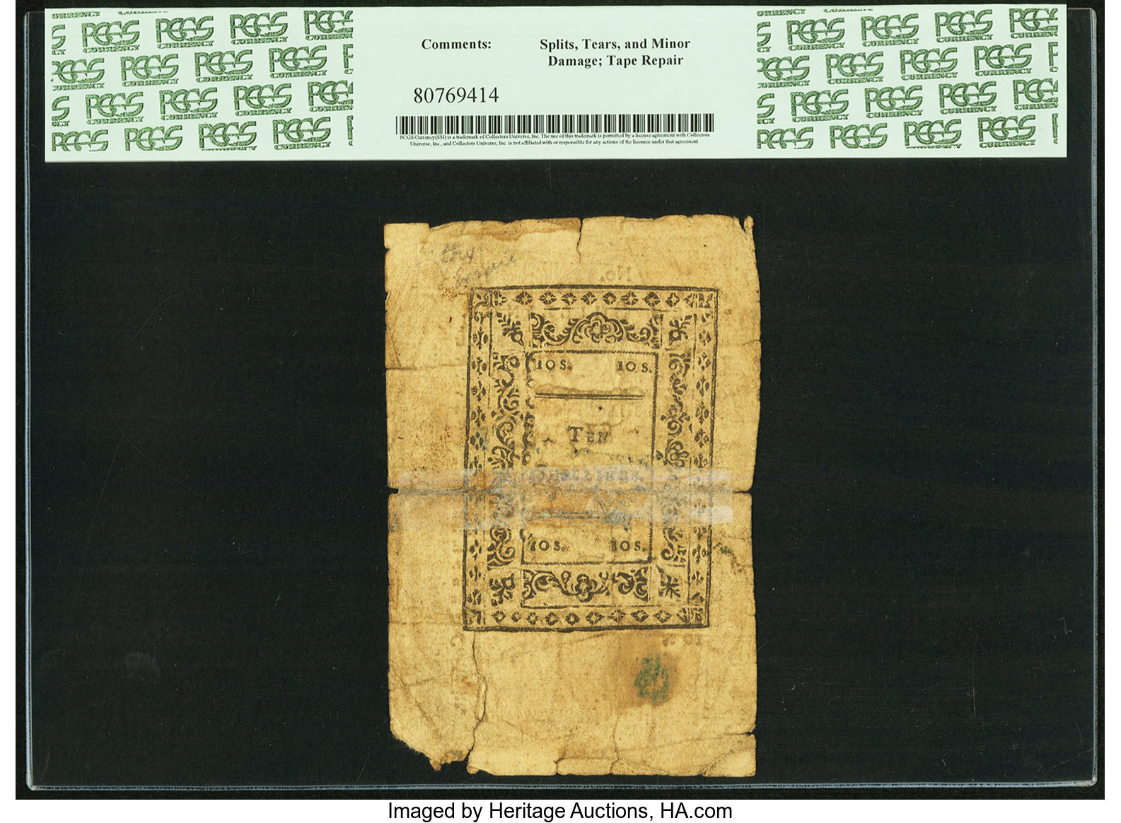 image for: Rhode Island May 3, 1775 10 Shillings Fr. RI-182. PCGS Fine 15 Apparent....