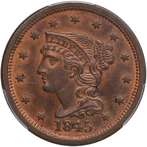 image for: 1C 1845 PCGS MS64+ RB CAC