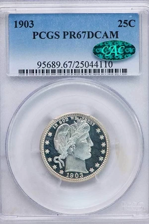 image for: 25C 1903 PCGS PR67 DCAM CAC