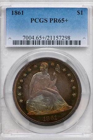 image for: $1 1861 PCGS PR65+