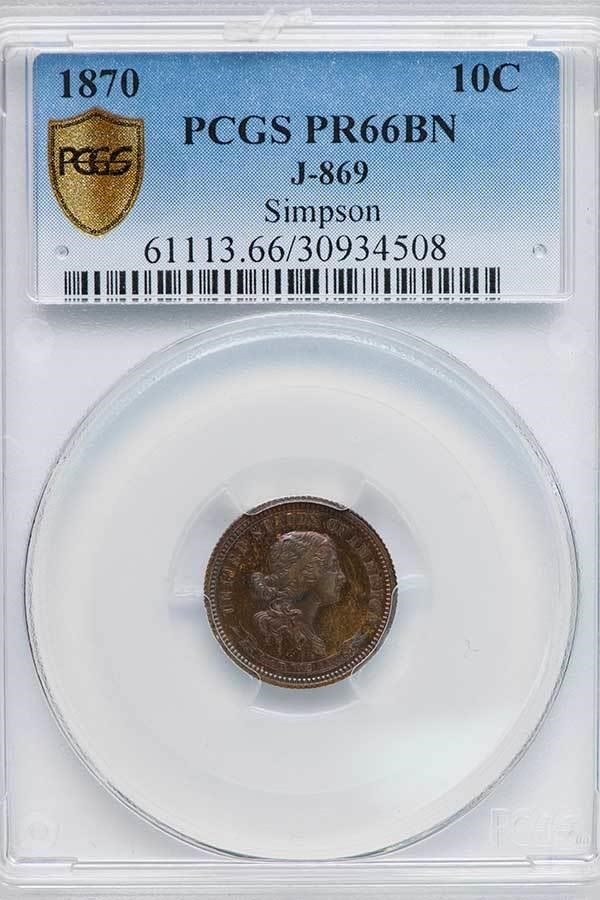 image for: 10C 1870 J-869. PCGS PR66 BN EX SIMPSON
