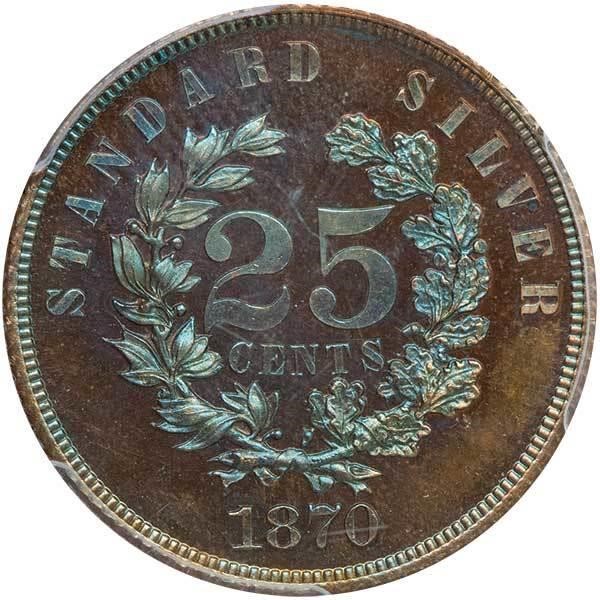 image for: 25C 1870 J-914. PCGS PR67 BN EX SIMPSON