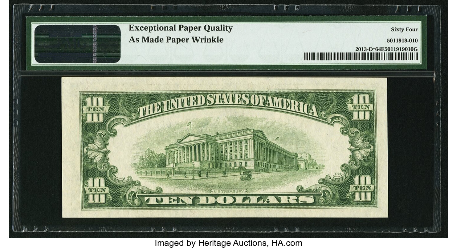 image for: Fr. 2013-D* $10 1950C Federal Reserve Star Note. PMG Choice Uncirculated 64 EPQ....