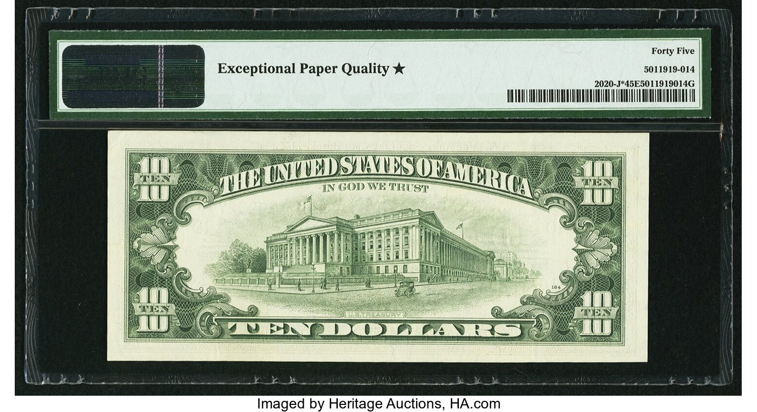 image for: Fr. 2020-J* $10 1969B Federal Reserve Star Note. PMG Choice Extremely Fine 45 EPQ*....