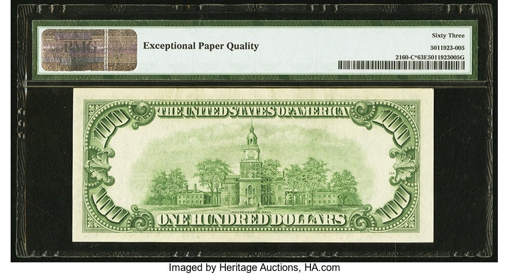 image for: Fr. 2160-C* $100 1950C Federal Reserve Star Note. PMG Choice Uncirculated 63 EPQ....