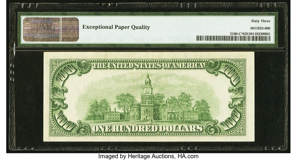 image for: Fr. 2160-C* $100 1950C Federal Reserve Star Note. PMG Choice Uncirculated 63 EPQ....