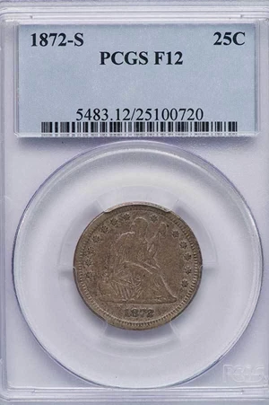 image for: 25C 1872-S PCGS F12
