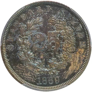image for: 25C 1869 J-721. PCGS PR64 CAC