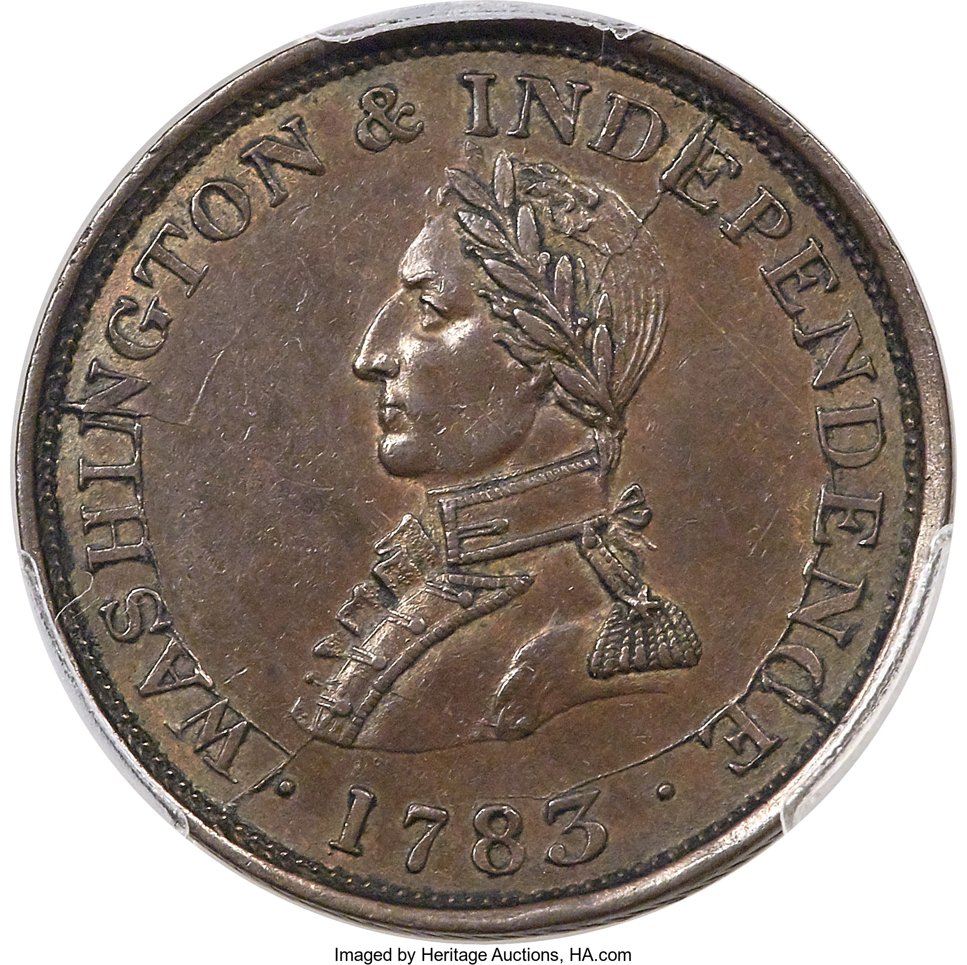 image for: 1783 COPPER Washington & Independence Cent, Small Military Bust, Engrailed Edge, AU58 PCGS. Baker-4B, Vlack 1-A, W-10150, Mus...