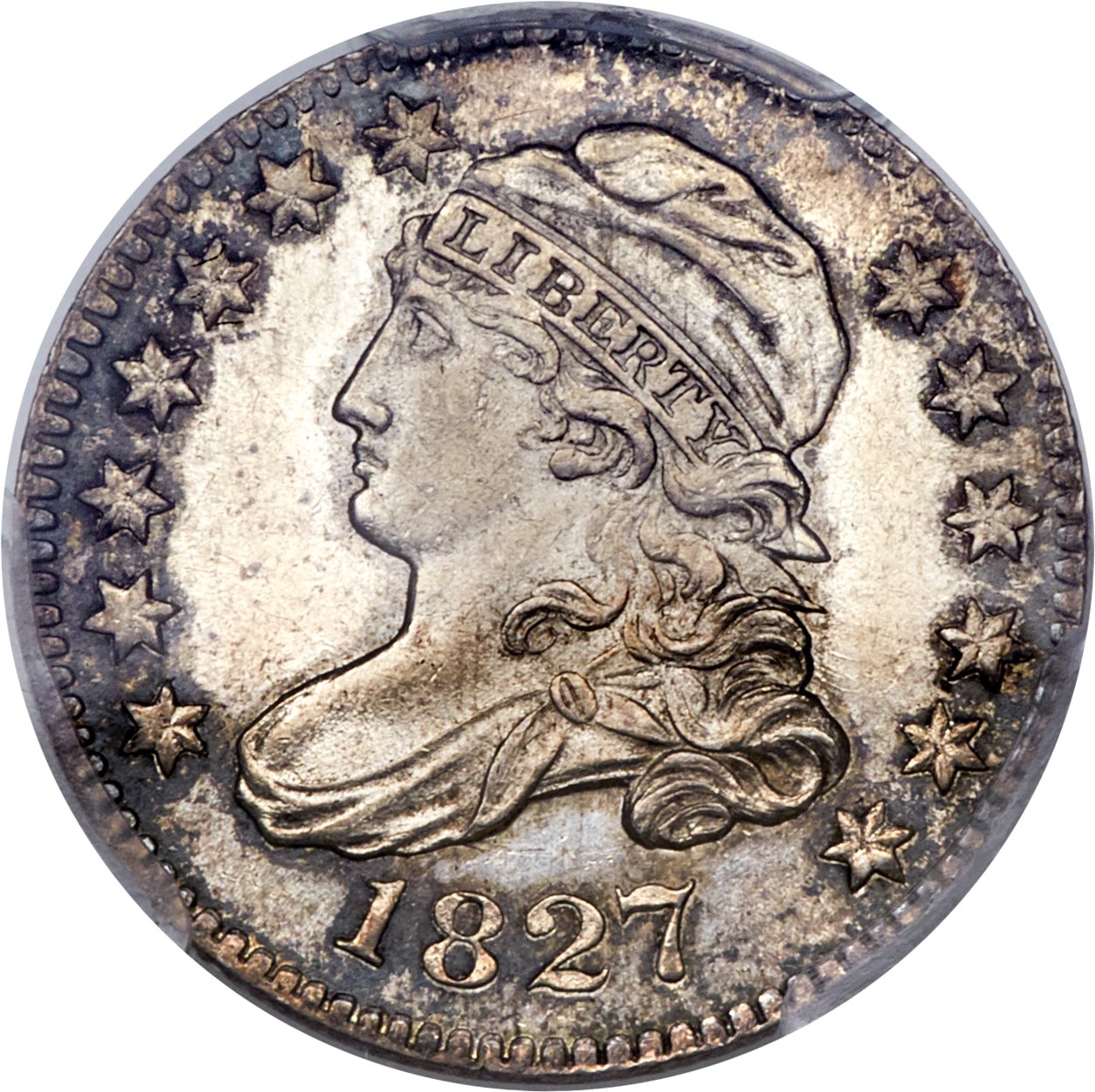 image for: 1827 10C Pointed Top 1, JR-6, R.2, MS64+ PCGS. CAC....