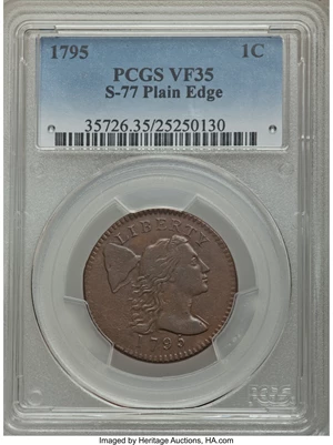 image for: 1795 1C Plain Edge, S-77, B-6, R.3, VF35 PCGS....