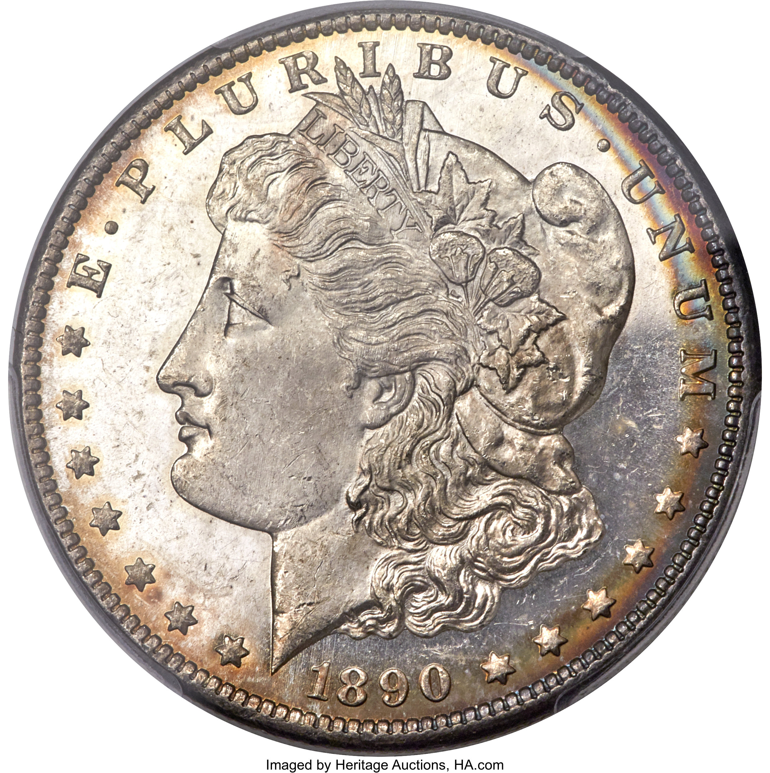 image for: 1890-CC $1 Tail Bar, VAM-4, MS63 Deep Mirror Prooflike PCGS. CAC....