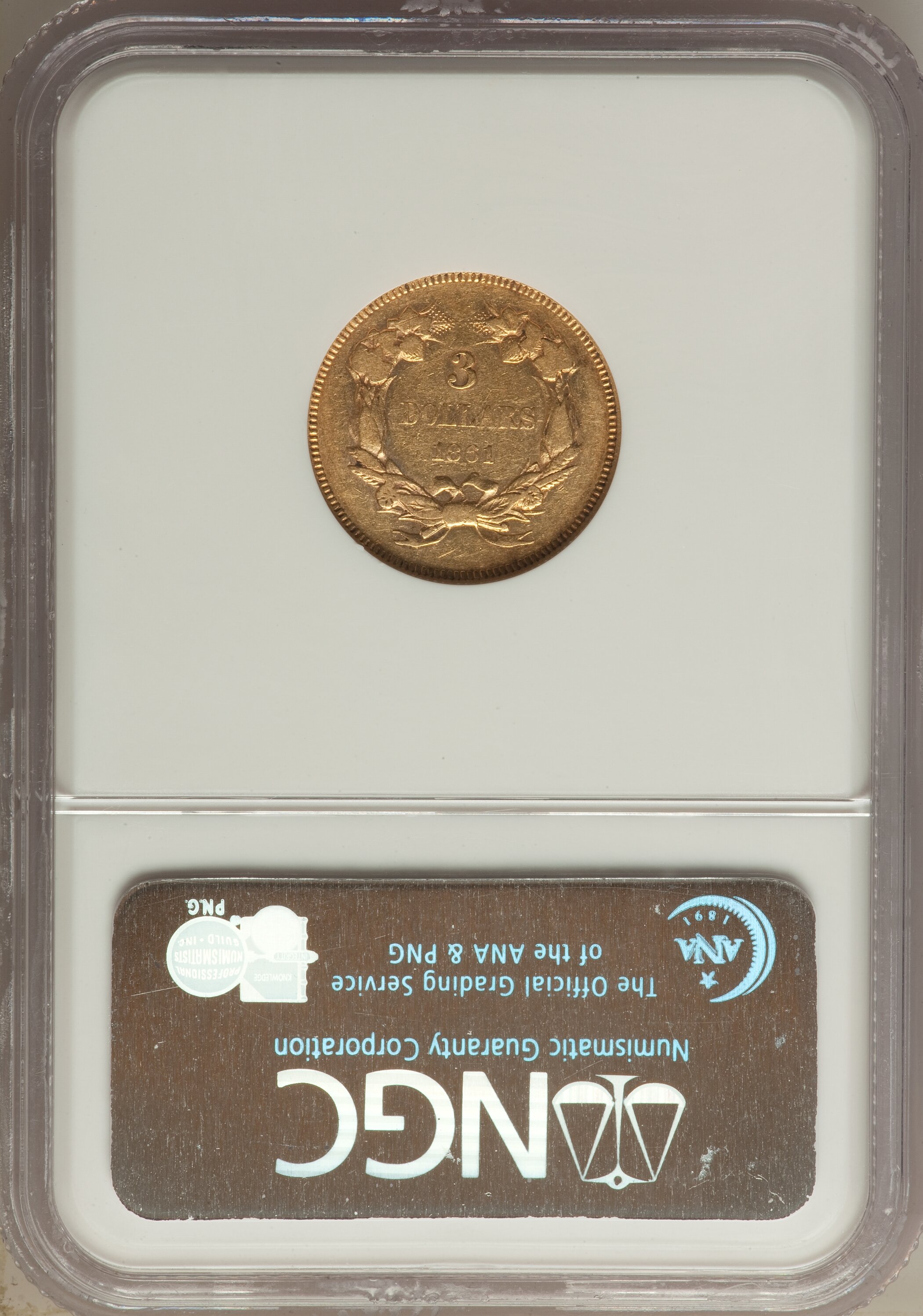 1861 $3 VF35 thumbnail 2