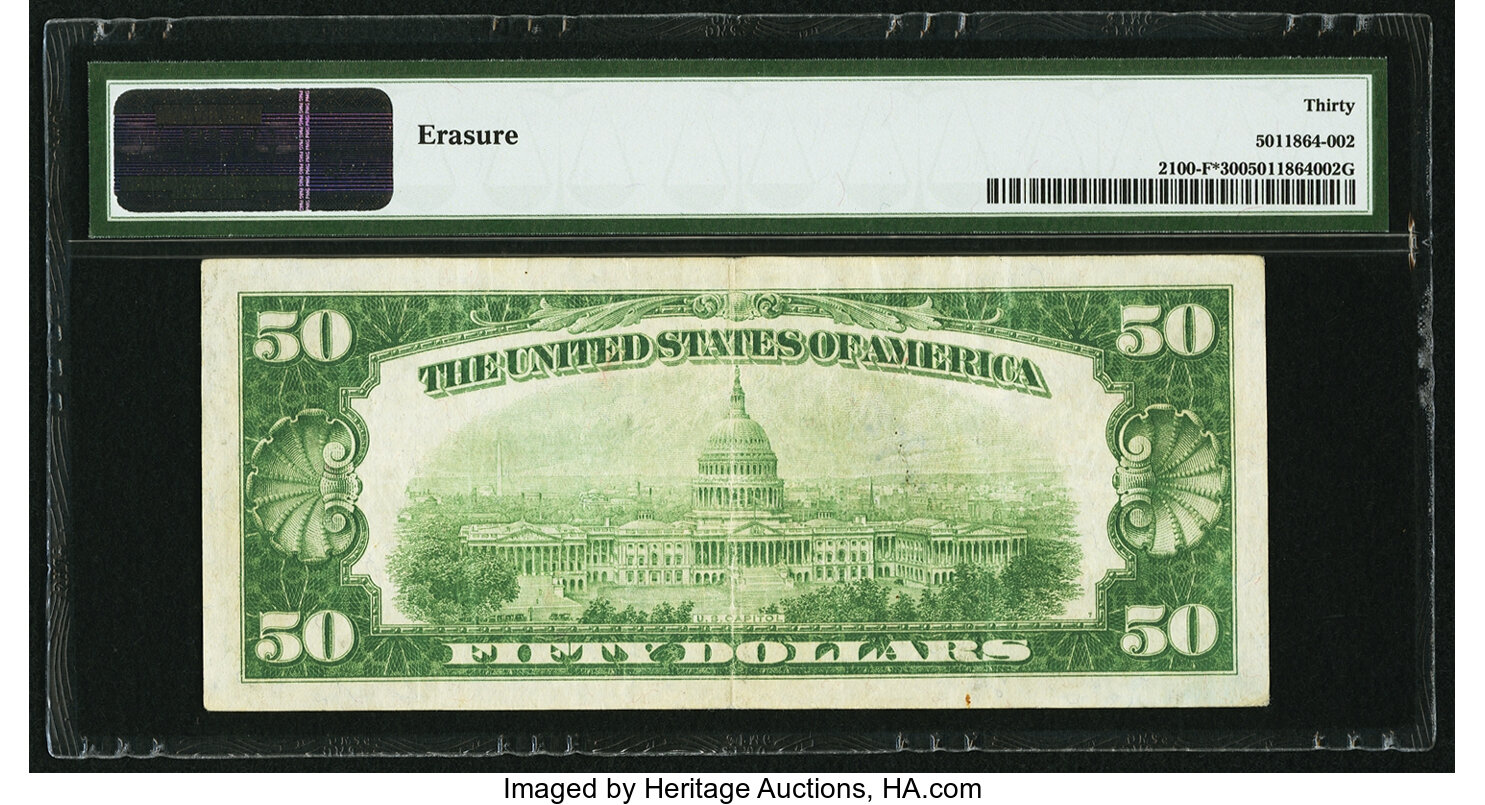 image for: Fr. 2100-F* $50 1928 Federal Reserve Star Note. PMG Very Fine 30....