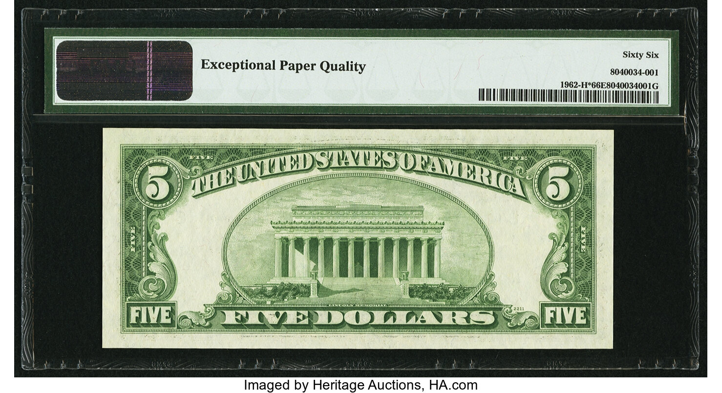 image for: Fr. 1962-H* $5 1950A Federal Reserve Note. PMG Gem Uncirculated 66 EPQ....