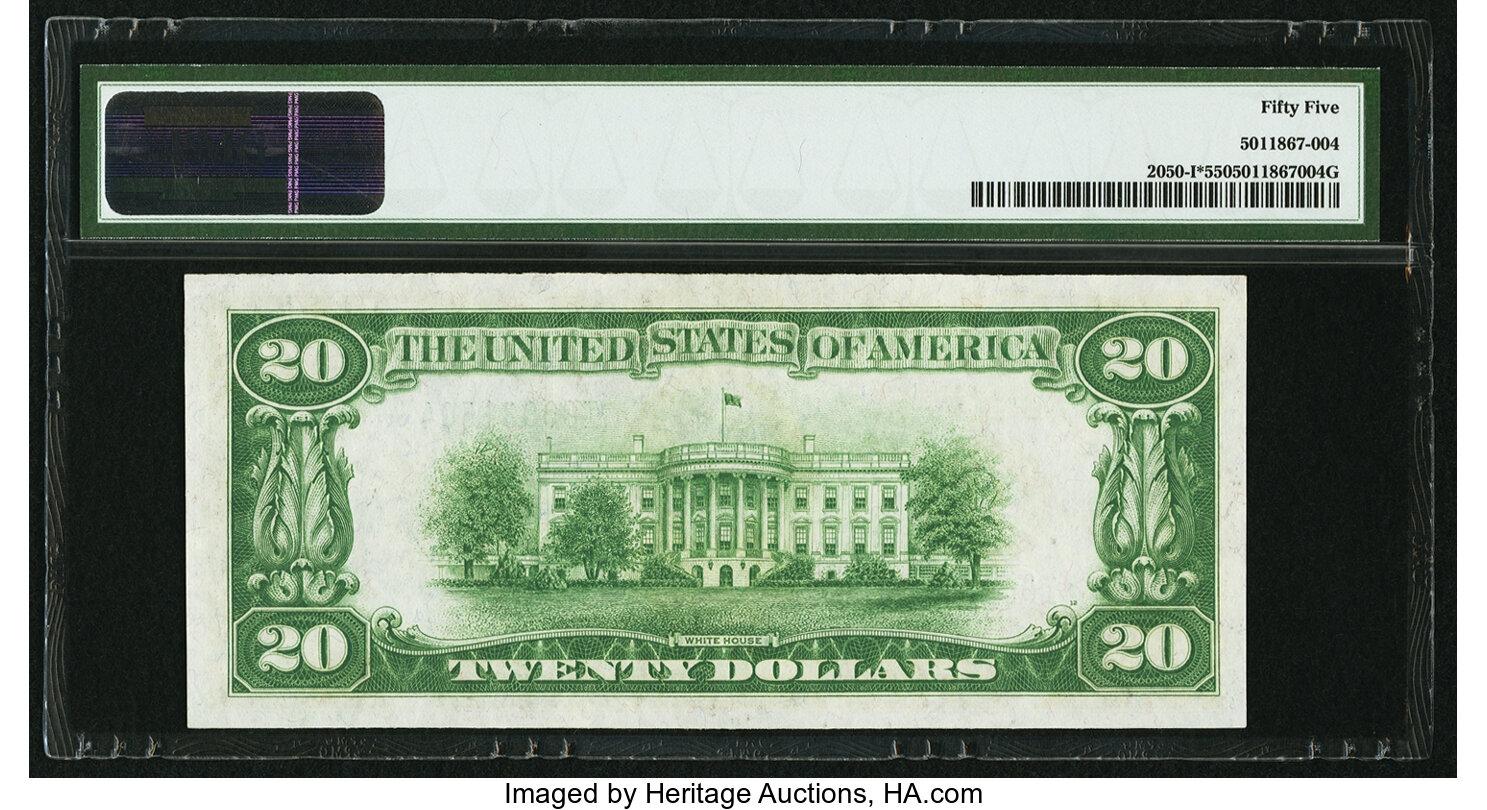 image for: Fr. 2050-I* $20 1928 Federal Reserve Note. PMG About Uncirculated 55....
