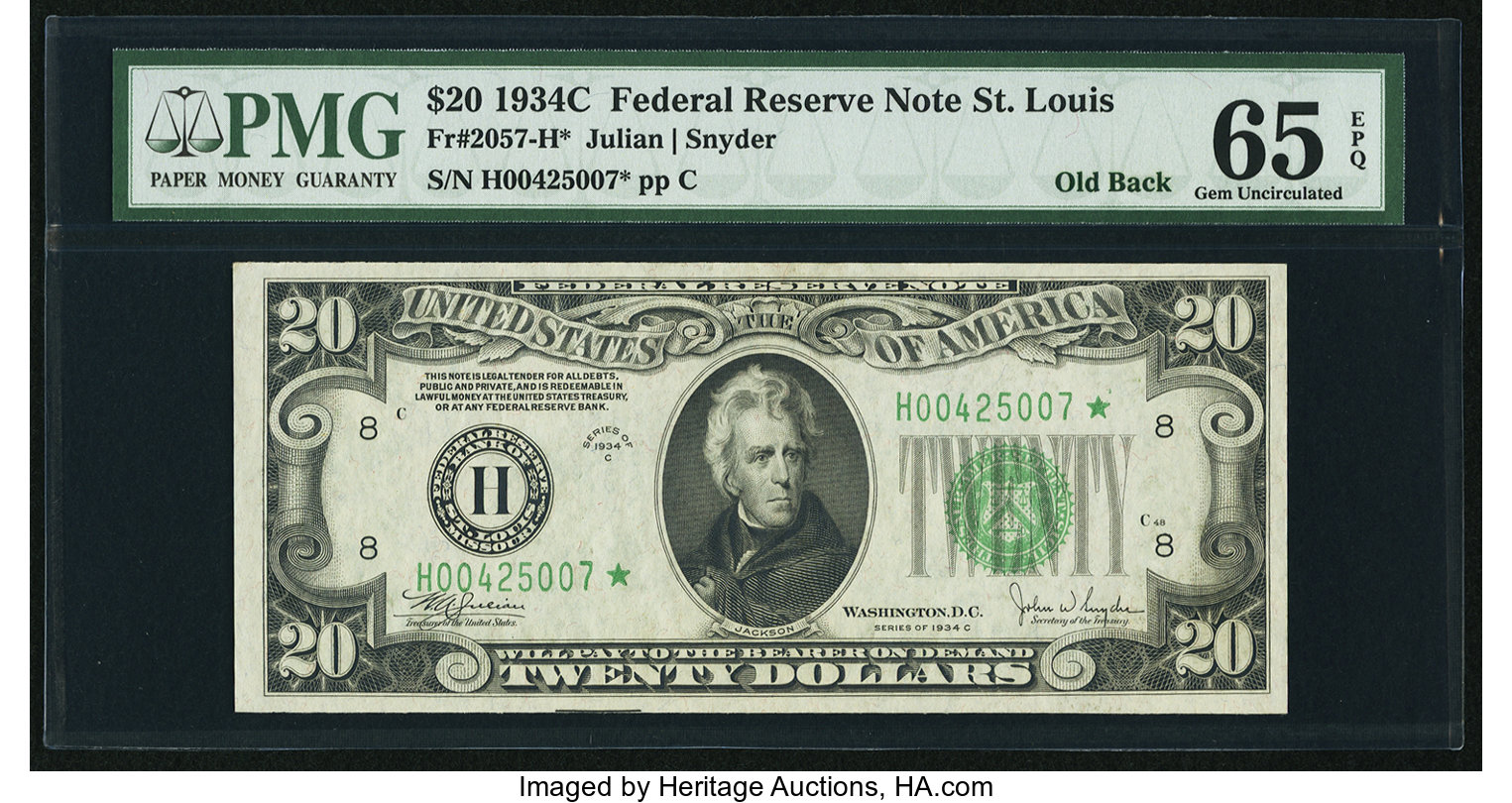 1934C $20 St. Louis, Star Replacement (Fr. 2057H*)