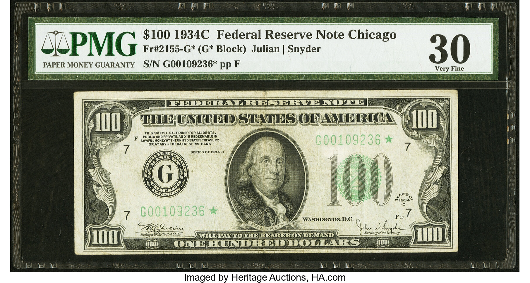 1934C $100 Replacement, Chicago (Fr. 2155G*)