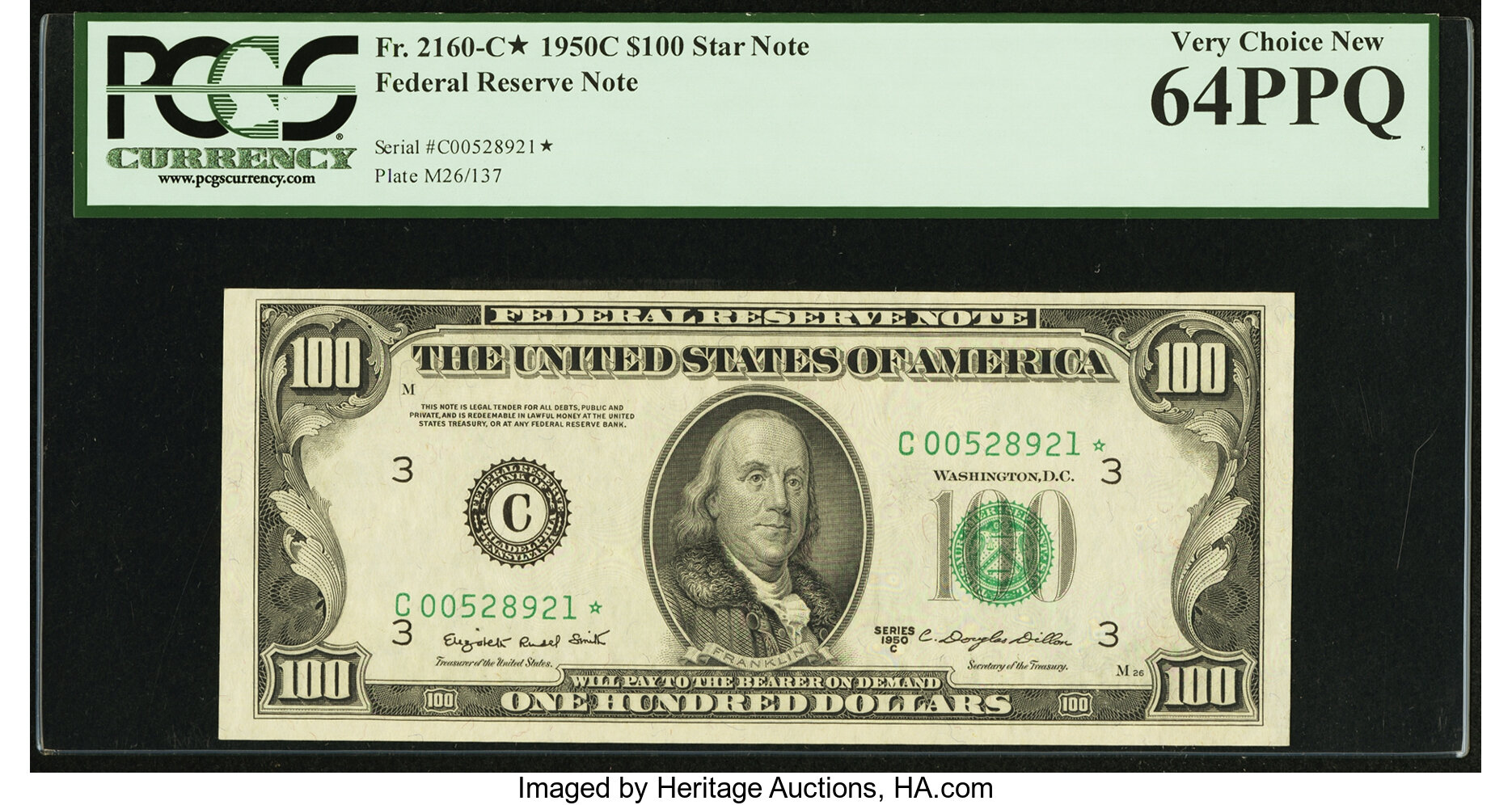 image for: Fr. 2160-C* $100 1950C Federal Reserve Note. PCGS Very Choice New 64PPQ....