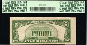 image for: Fr. 1959-D. 1934C $5 Federal Reserve Note. Cleveland. PCGS Very Fine 30. Gutter Folds.